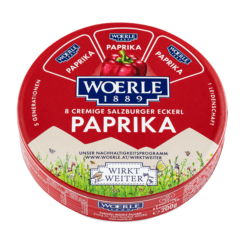 Verpackung WOERLE 8 cremige Salzburger Eckerl Paprika
